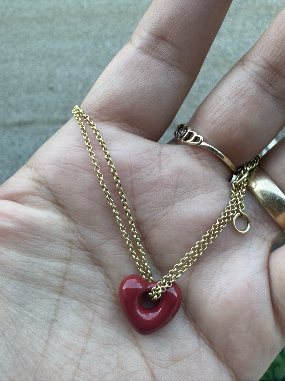 Madewell Red Heart Gold Tone Chain Bracelet - Picture 2 of 6